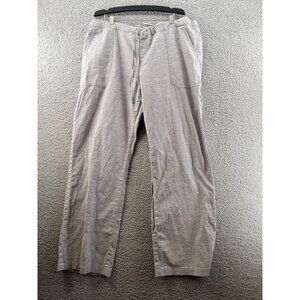 Merona Gray Heathered Stripped Linen-Blend Drawstring Pants Relaxed Fit Size XXL